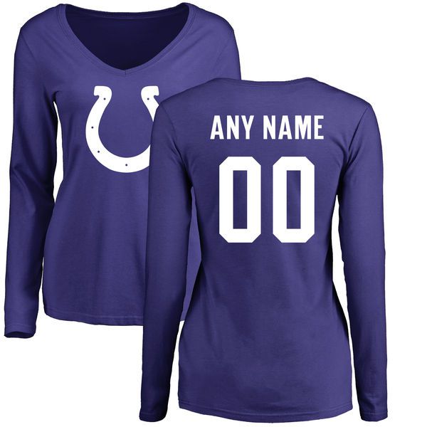 Women Indianapolis Colts NFL Pro Line by Fanatics Branded Royal Custom Name and Number Long Sleeve T-Shirt->nfl t-shirts->Sports Accessory